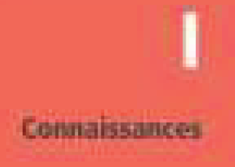 Détail agrandi d'une page de l'atlas après compression par l'autre service. Le mot Connaissances et le chiffre romain sont flous, leurs contours bavent sur le fond.